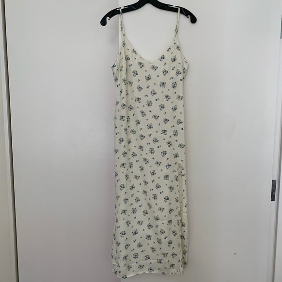 Reformation Crimini Midi Slip Dress with side slit in Blaire (Cream + Floral) - Picture 2 of 4